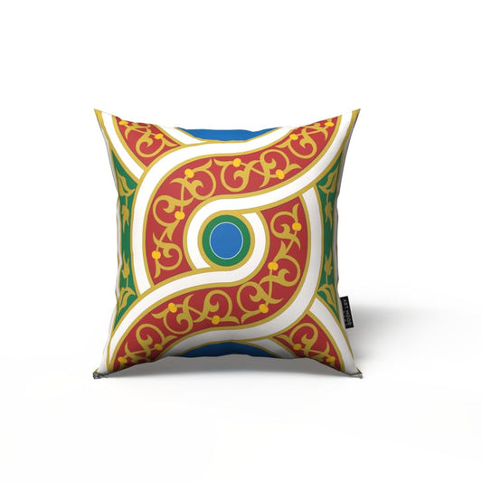 Orient Velvet Cushion Cover in White & Beige, a 40x40 cm decorative throw pillow with an elegant Eastern-inspired pattern, perfect for a sophisticated and serene Ramadan home setting
