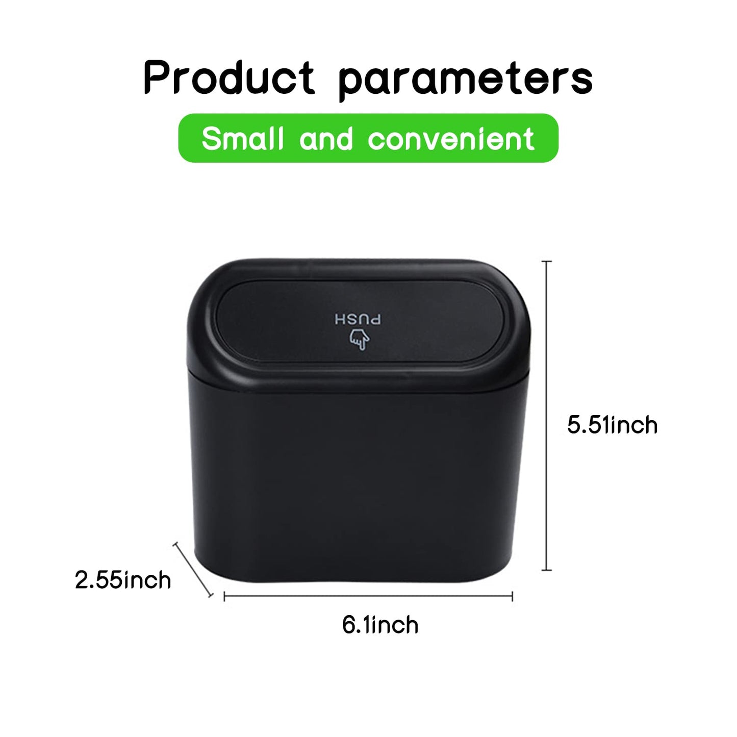 Car Trash Can with Lid, Multifunctional Folding Dustbin Garbage Holder, Leak-Proof Hanging Mini Trash Container, Organizer for Cars, Homes, Offices, Travel (Black)