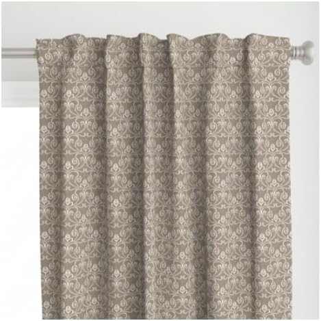 Linen Curtain Panel, Meadow Breeze Printed Light-Filtering Fabric with Back Tab Hanging, Elegant Rustic Style for Living Bedroom or Dining Room, 1 Piece