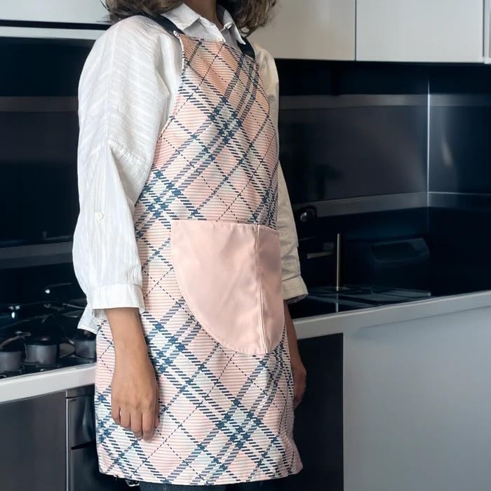 Apron, Cross-Back Design, Soft Cotton-Like Fabric, One Size, Lightweight Breathable Unisex with Front Pocket, for Cooking, and Daily Use