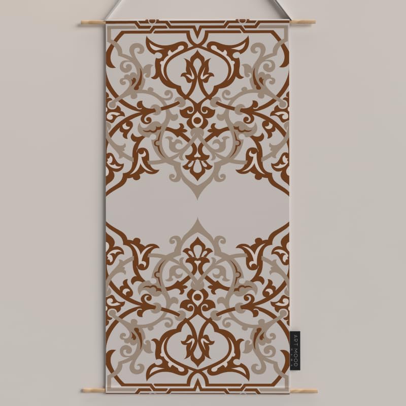 Ramadan's Unique Atlas Velvet Fabric Posters Set, a Wall Art Decor Kit for Festive Home Decor, Beige & White, a Globally-Inspired Islamic Design for Living Room or Bedroom