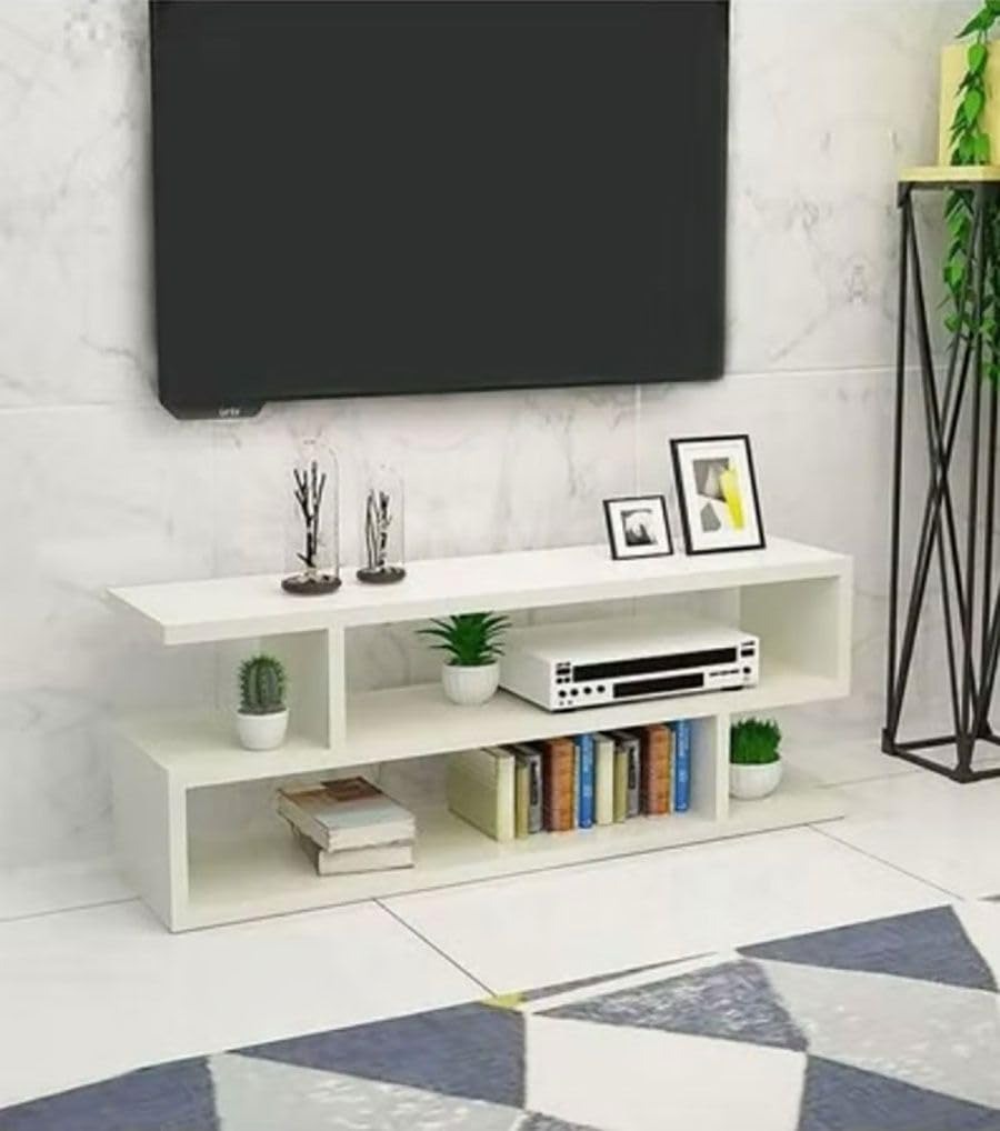 TV Table Entertainment Center in White, MultifunctionaLTV Desk and PracticaLMedia Console for the Living Room, stylish and Elegant Home Furniture for Your Viewing Area