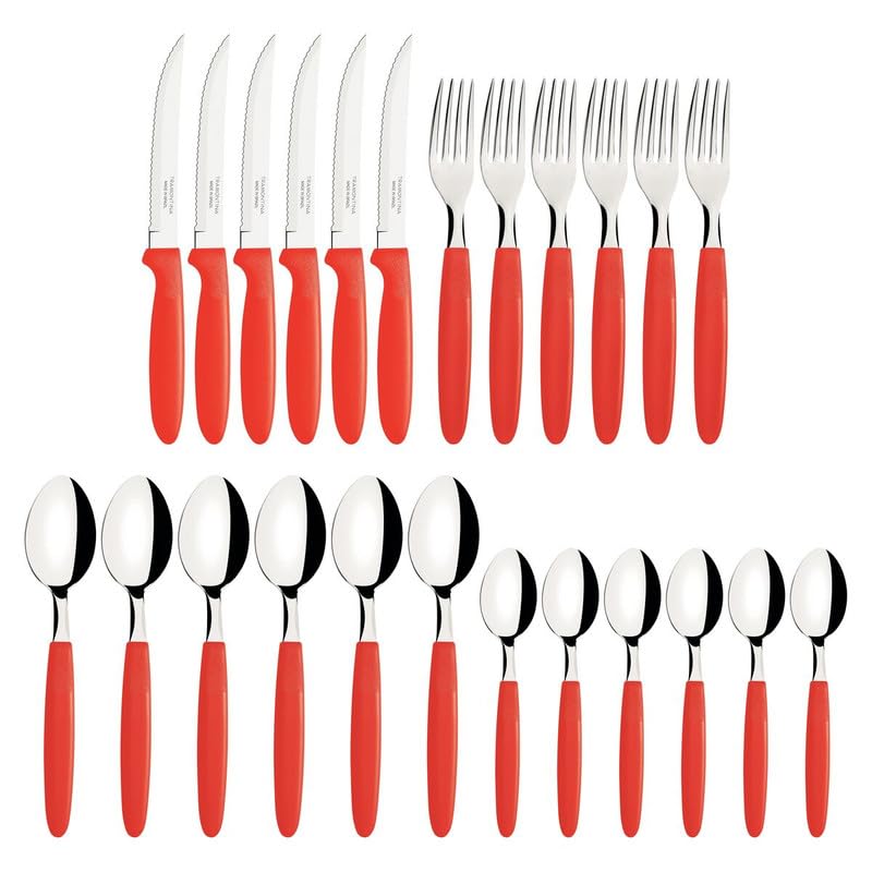 Ipanema Flatware Set, Stainless Steel Blades, Polypropylene Handles, 24-Piece Cutlery for Dining and Everyday Use, Durable and Dishwasher Safe