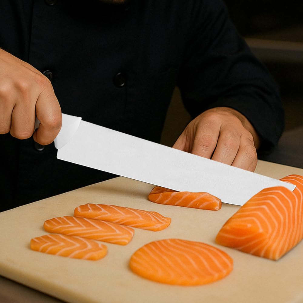 Premium Stainless Steel Meat Knife with Handle, 8-Inch Blade, White - Designed for High Performance and Durability, Ideal for Professional and Home Kitchens, Precision Crafted for