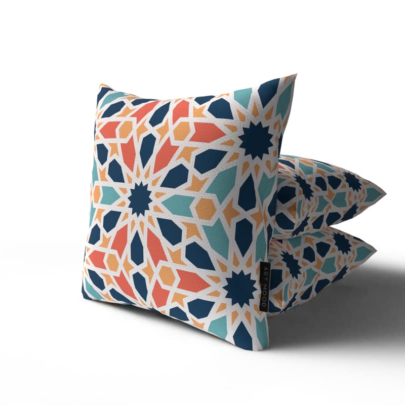 Islamic Unique Arabesque Cushion Cover, a multicolor decorative throw pillow with an intricate, traditional pattern, 40x40 cm, adds timeless elegance and cultural beauty to your home