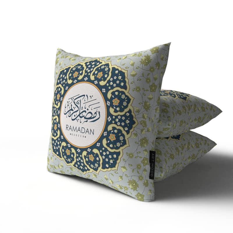 Islamic Unique Rak Throw Pillow Cover, a culturally rich cushion case with an intricate multi-color design, 40x40 cm, perfect for enhancing your sofa with a touch of traditional artistry