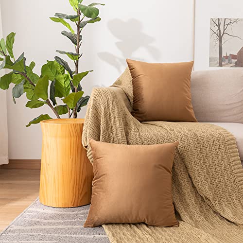 Soft Thick Velvet Throw Pillow Covers Decorative Square Cushion Cover For Couch Sofa Bedroom Living Room - set of 2 Pieces