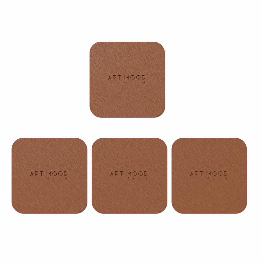 Leather Coaster Set - Premium Faux Leather Coasters with Stylish Touch, Heat-Resistant and Scratch-Proof - Perfect for Coffee Tables, Dining, and Home Decor, Set of 4