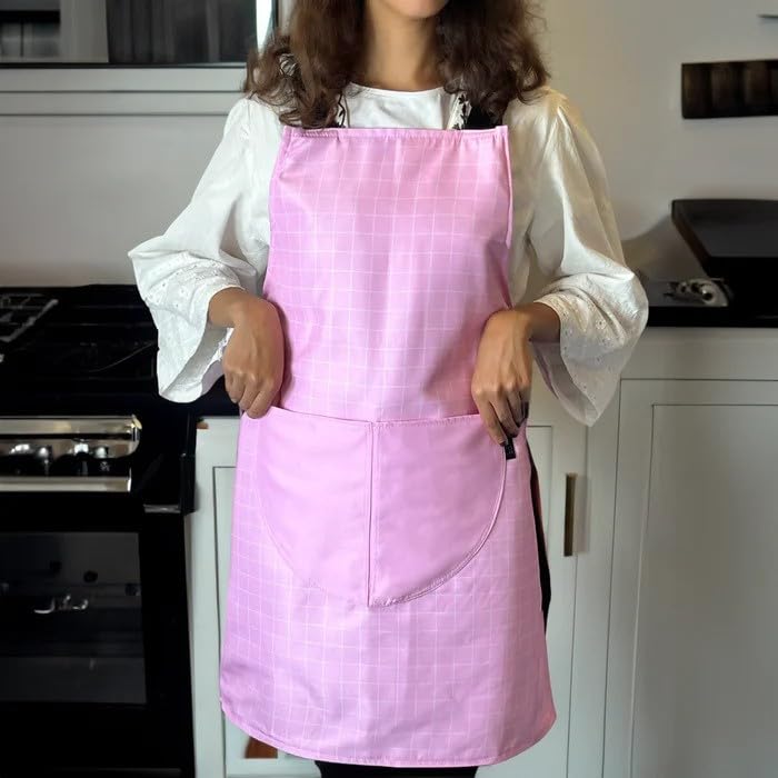 Apron, Cross-Back Design, Soft Cotton-Like Fabric, One Size, Lightweight Breathable Unisex with Front Pocket, for Cooking, and Daily Use