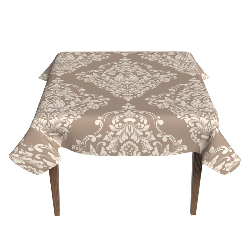 Royal Waterproof Tablecloth in Beige & White, a 140x140 cm Square Table Cover made from Elegant Spillproof Polyester, a Stain-Resistant Protector for Sophisticated Dining Settings