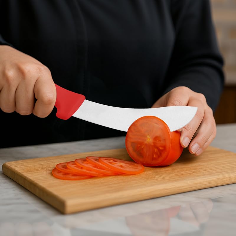 Professional Skinning Knife – 6-Inch Stainless Steel Blade with Red Textured Polypropylene Handle – Ergonomic & Reliable