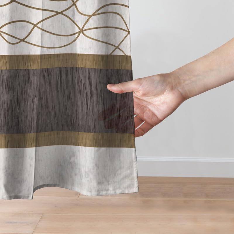 Modernistic Linen Curtain Panel - Crosswise Striped Sheer - Semi-Transparent - Steel Grommets - 1 Piece
