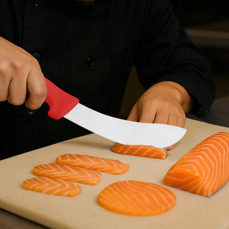 Professional Skinning Knife – 6-Inch Stainless Steel Blade with Red Textured Polypropylene Handle – Ergonomic & Reliable