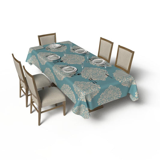 طقم مفارش طاولة ومناديل كوين - 6 قطع - خامة ساتان