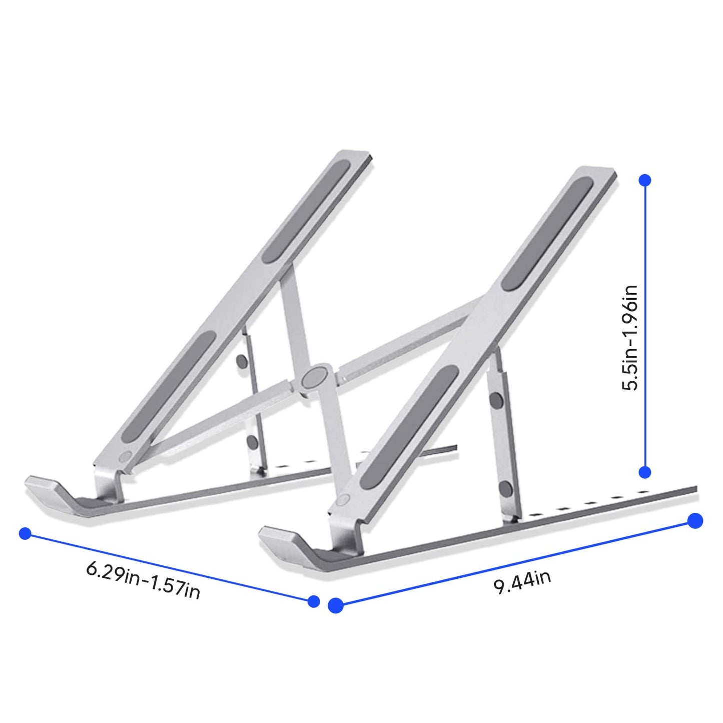 Yaqoot Adjustable Aluminum Laptop Stand - Foldable Riser for 7-15.6 Inch Tablets and Notebooks - Portable Holder