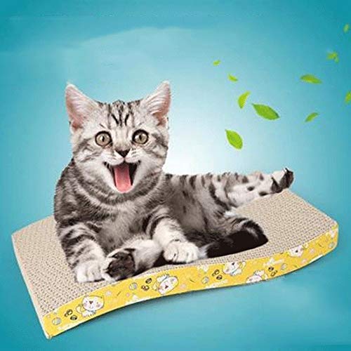 Cat Scratching Board S-Curved Corrugated Cardboard Scratcher with Catnip, Durable Scratching Pad for Kittens & Cats, Protects Furniture