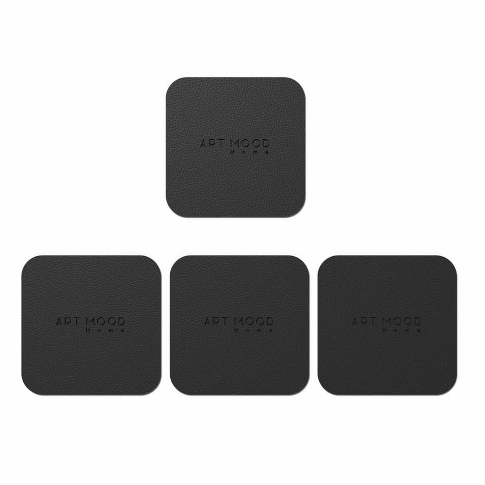 Leather Coaster Set - Premium Faux Leather Coasters with Stylish Touch, Heat-Resistant and Scratch-Proof - Perfect for Coffee Tables, Dining, and Home Decor, Set of 4
