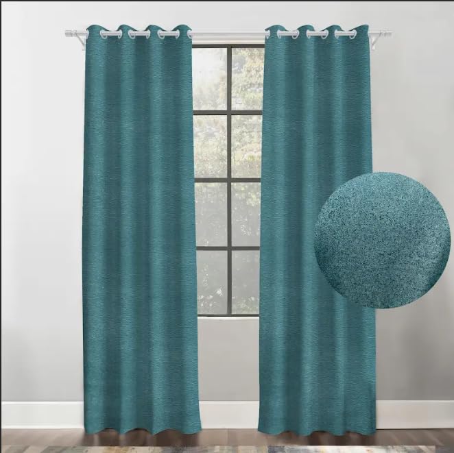 Faux Linen Textured Curtains Durable Fabric-Light Filtering Drapes for Living Rooms Reception and Bedroom - Steel Grommets - 2 Pieces