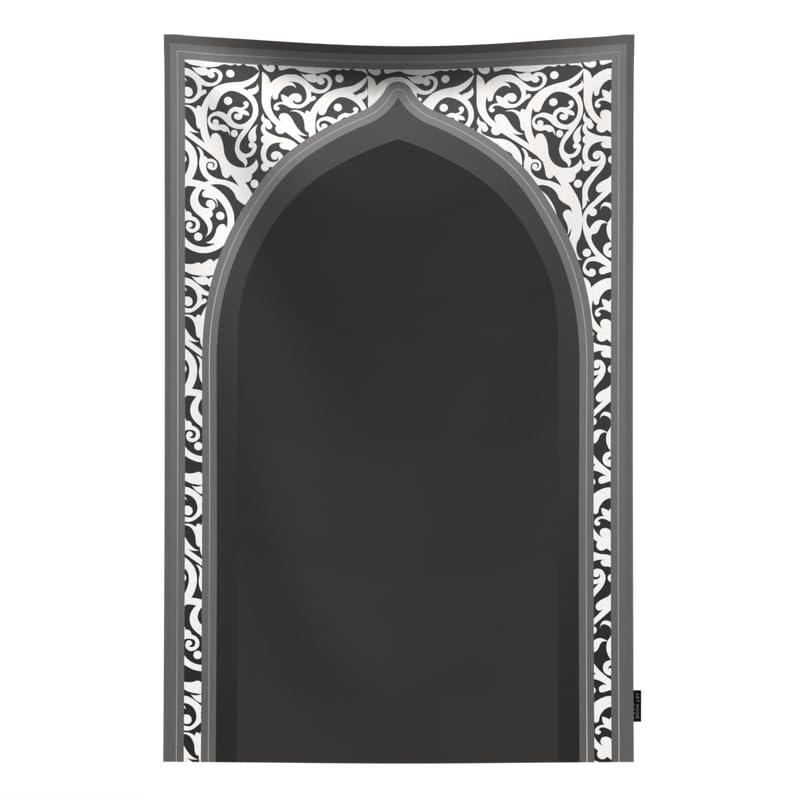 Waterproof Prayer Mat in a stylish Grey and White, 68x117 cm, a durable and practical rug with a contemporary design, ideal for travel and ensuring a clean prayer space anywhere