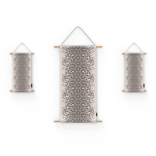 Reya 3-Piece Fabric Poster Set, a Wall Art Decor Kit with 1 Large (90x44 cm) and 2 Small (42x22 cm) Panels, Multicolor, a Serene and Graceful Islamic Design for Living Room Decor