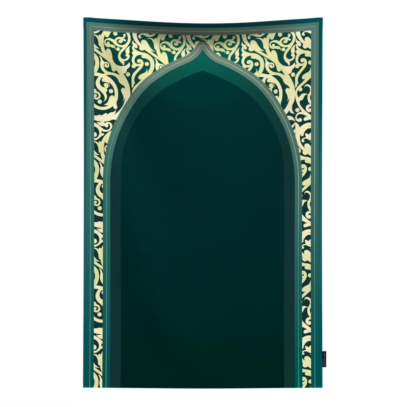 Waterproof Prayer Mat in a classic Green, 68x117 cm, a durable and easy-to-clean rug that is perfect for outdoor use, travel, or any situation where a reliable prayer surface is needed
