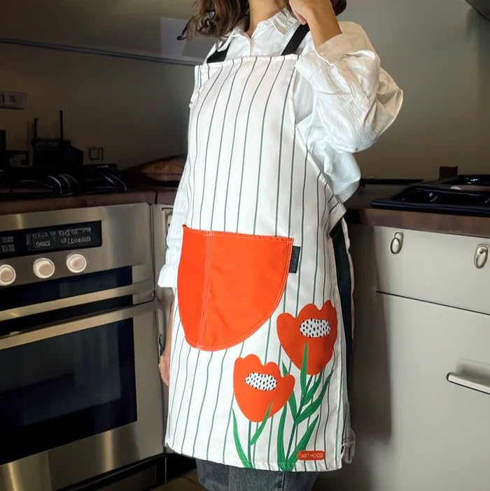 Apron, Cross-Back Design, Soft Cotton-Like Fabric, One Size, Lightweight Breathable Unisex with Front Pocket, for Cooking, and Daily Use
