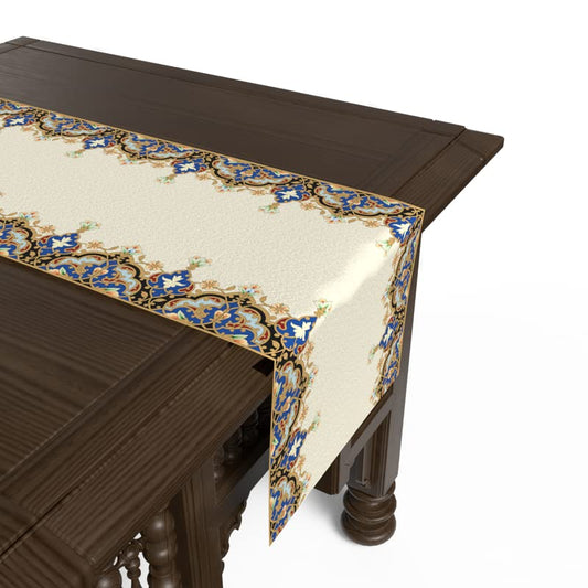Islamic Unique Taj Velvet Table Runner, a Plush Decorative Centerpiece with a Regal, Palace-Inspired Design, 35x140 cm, Multicolor, a Luxurious Table Scarf for Festive Dining