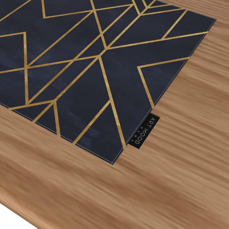 Golds Dark Blue Canvas Placemats Set of 6, durable 45x30 cm table mats in Dark Blue & Gold, washable and heat-resistant for protecting your dining table with a luxurious, opulent style