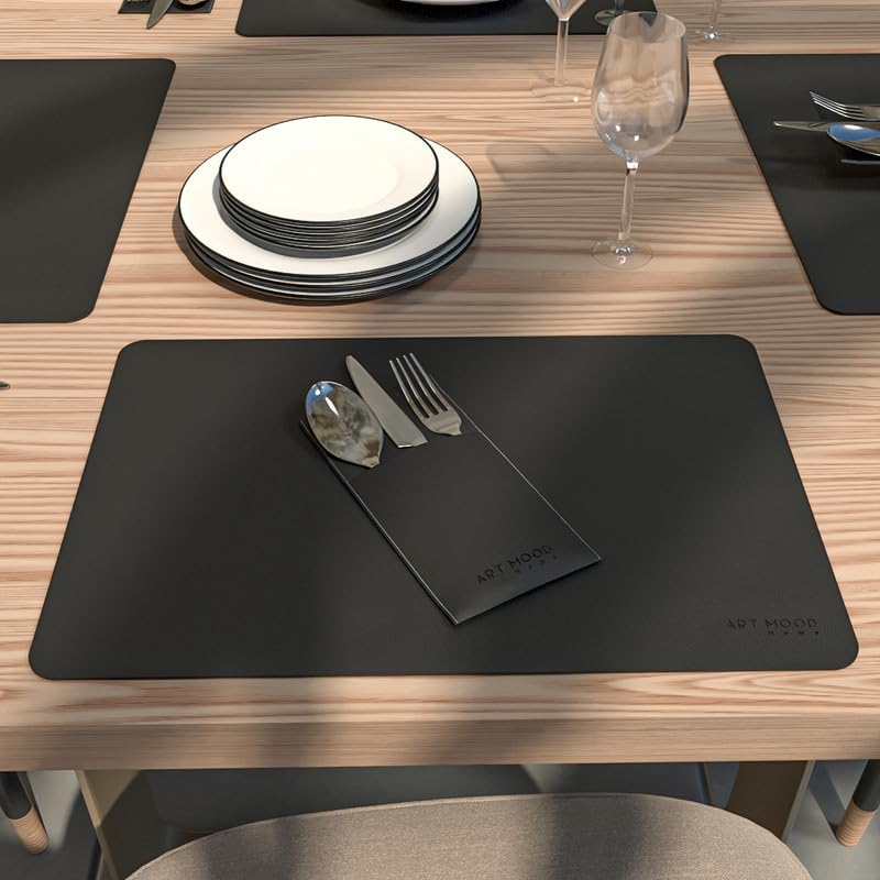 Leather Cover Holder - Set of 4 Cover Holders Durable for Dinner Plate, Dining Table