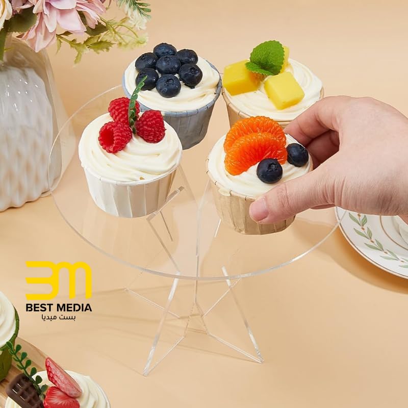 Acrylic Cake Display Stand Set, Clear Round Food Riser, 20cm x 8cm Cupcake Holder for Dessert Table, Transparent Pastry Stand for Parties Wedding Buffet Candy Display