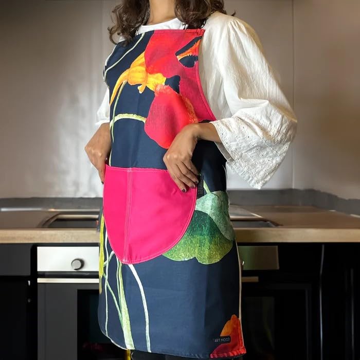 Apron, Cross-Back Design, Soft Cotton-Like Fabric, One Size, Lightweight Breathable Unisex with Front Pocket, for Cooking, and Daily Use