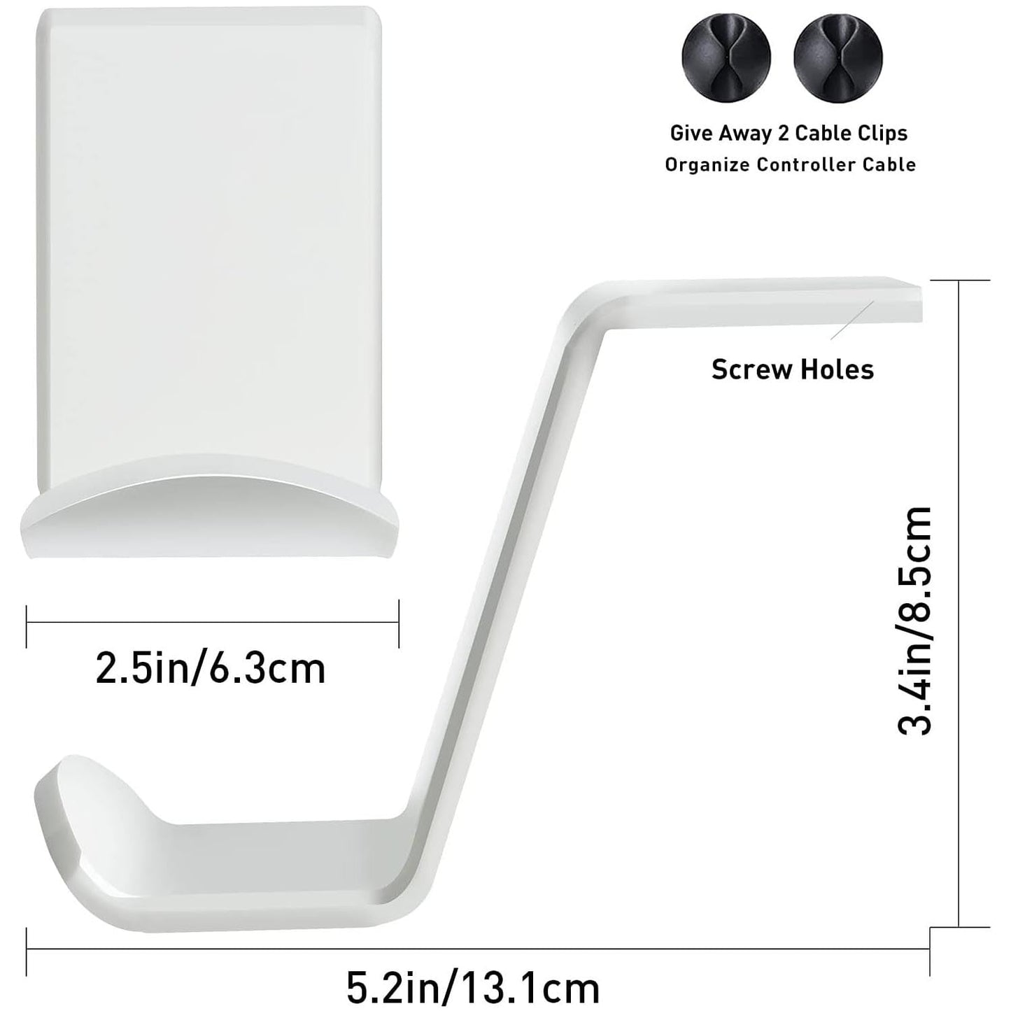 Universal Gamepad Controller Stand for Desk, Tabletop Gaming Accessories Holder for XBOX, PS5, PS4, and PC Controllers with Cable Clips, Under-Desk Mount Option (White)