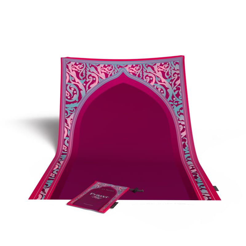 Waterproof Prayer Mat in Fuchsia and Turquoise, 68x117 cm, a durable and easy-to-clean rug perfect for both indoor and outdoor use, providing a comfortable and reliable prayer surface
