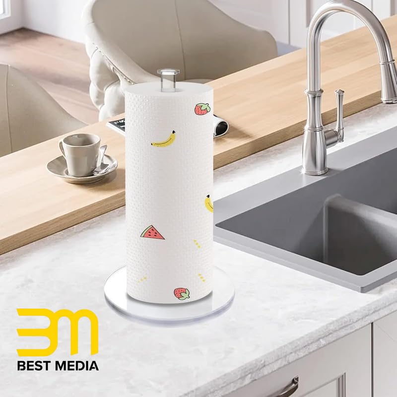 Modern Clear Acrylic Paper Towel Holder, Elegant Freestanding Countertop Stand for Kitchen & Bathroom, Heavy-Duty Base for Standard & Jumbo Rolls, Minimalist Dispenser