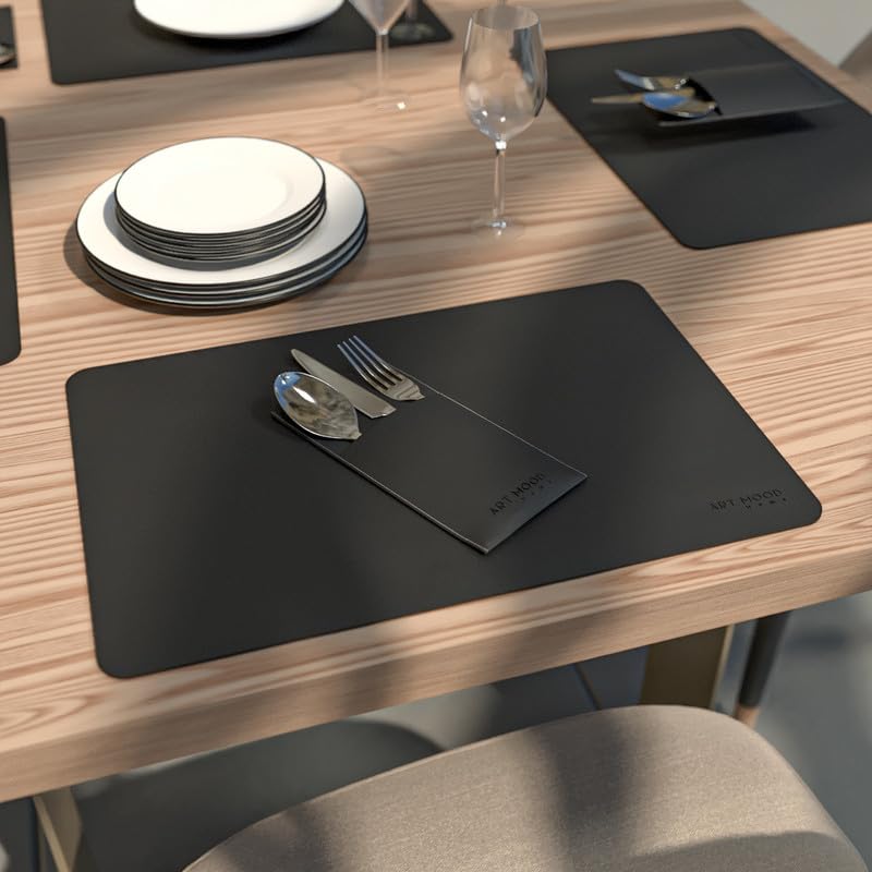 Leather Cover Holder - Set of 4 Cover Holders Durable for Dinner Plate, Dining Table