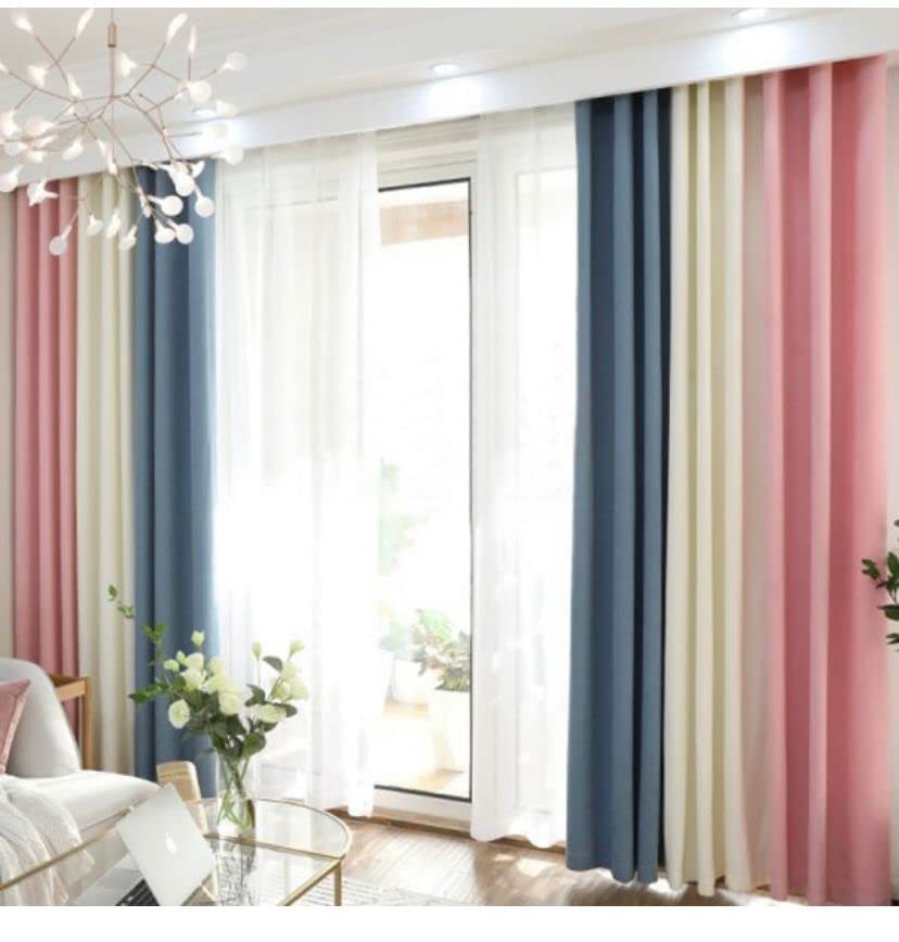 Linen Velvet Modern Design Curtain- Soft Fabric - three colors with Tie-backs - 2 Piece 4 meters width