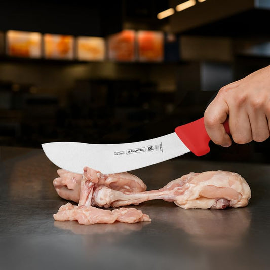 سكين سلخ احترافي - شفرة من الفولاذ المقاوم للصدأ بطول 6 بوصات ومقبض من البولي بروبيلين الأحمر المحكم - مريح وموثوق