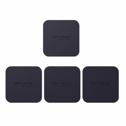 مجموعة قواعد أكواب جلدية - قواعد أكواب جلدية صناعية فاخرة بملمس أنيق، مقاومة للحرارة والخدش - مثالية لطاولات القهوة، وغرفة الطعام، وديكور المنزل، مجموعة من 4 قطع