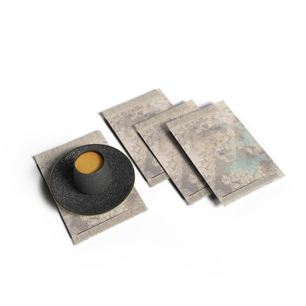 Rug Coaster - Elegant and Durable Mini Rug Coasters for Coffee Table, Dining, and Home Decor - Ultra-Soft Microfiber Polyester - Set Of 4