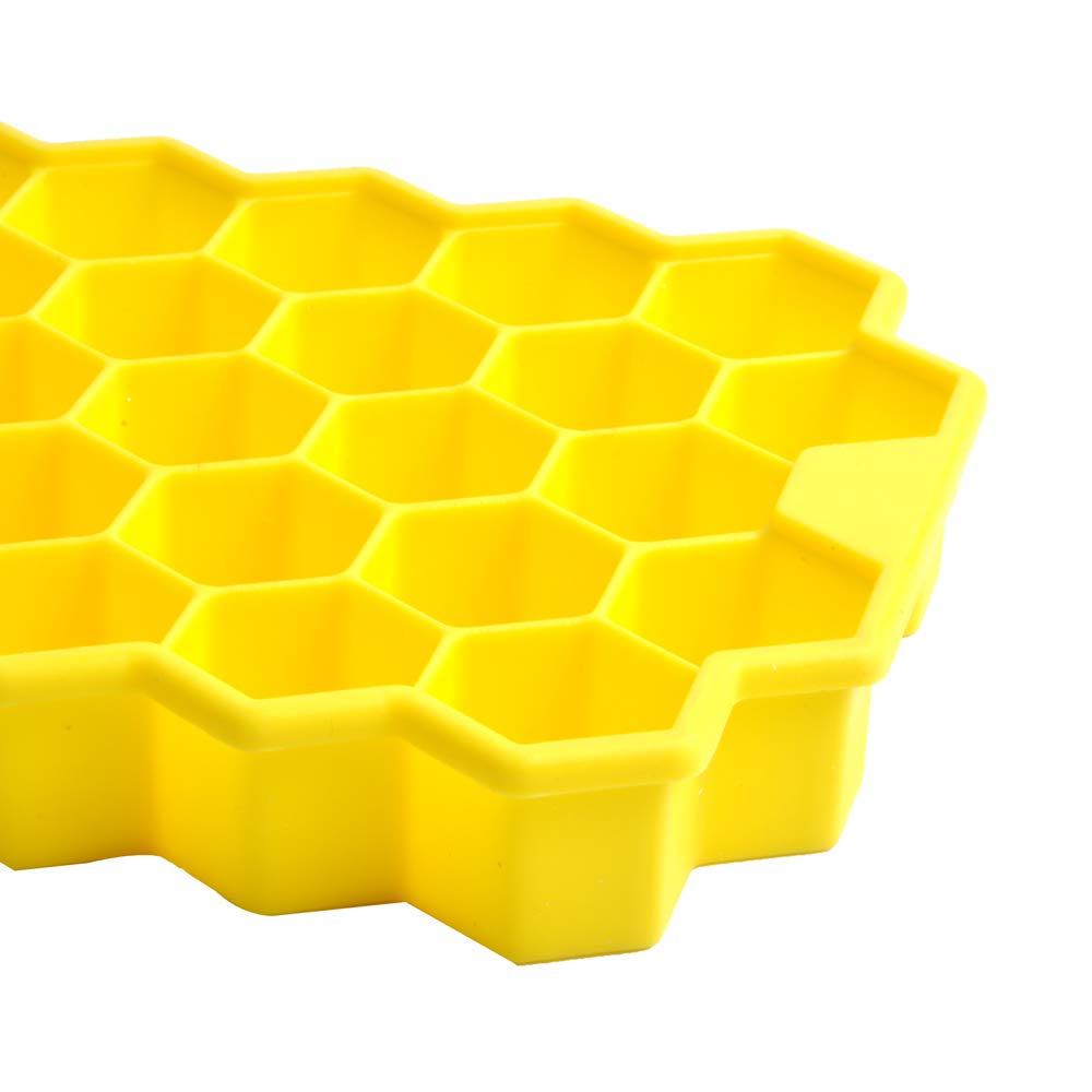 L'HOPAN Ice Cube Molds & Trays - Easy Release Ice Cube Trays Silicone, Totally 37-Ice Trays for Whiskey, Cocktail, LFGB Certified and BPA Free,Yellow