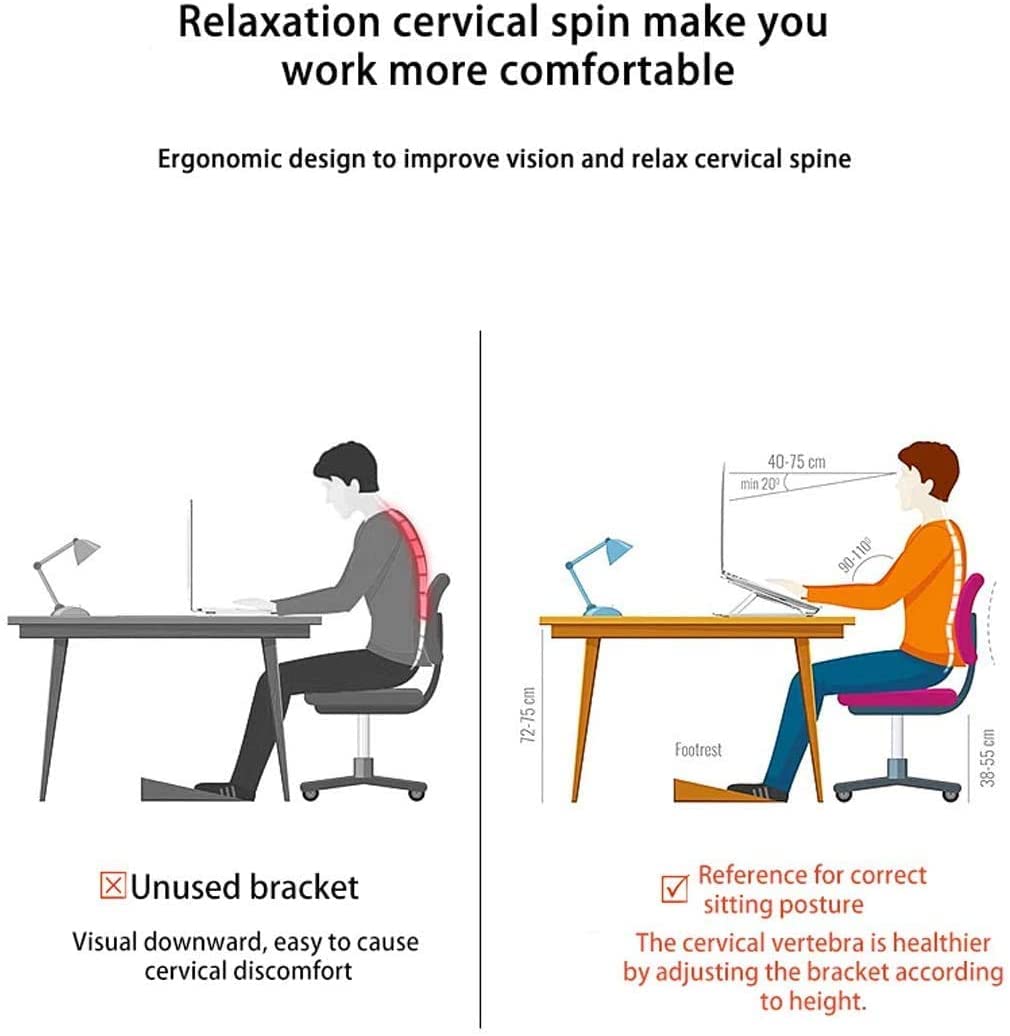 iCare® Aluminum Laptop Stand Adjustable Laptop Holder for Desk Foldable Computer Stand 7 Angles Anti-Slip Portable Riser for MacBook Air Thinkpad Tablet and iPad