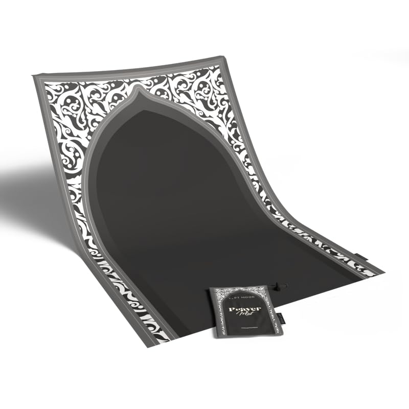Waterproof Prayer Mat in a stylish Grey and White, 68x117 cm, a durable and practical rug with a contemporary design, ideal for travel and ensuring a clean prayer space anywhere