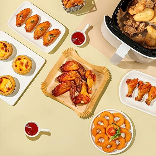 100 Pcs Air Fryer Liners Waterproof Reusable Air Fryer Liners Square Parchment Paper Liners for Baking, Fried Food, Microwave, 7.8inch/20cm