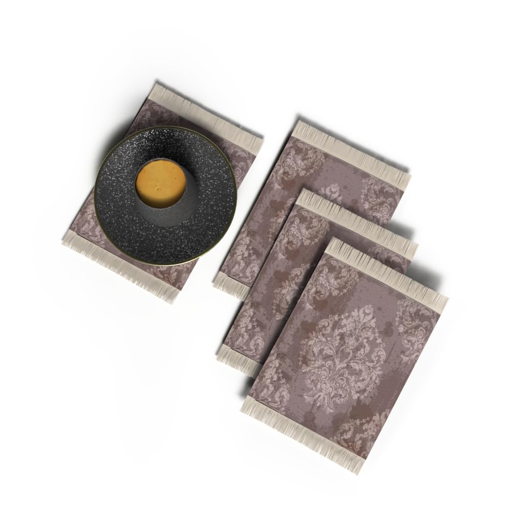 Rug Coaster - Elegant and Durable Mini Rug Coasters for Coffee Table, Dining, and Home Decor - Ultra-Soft Microfiber Polyester - Set Of 4