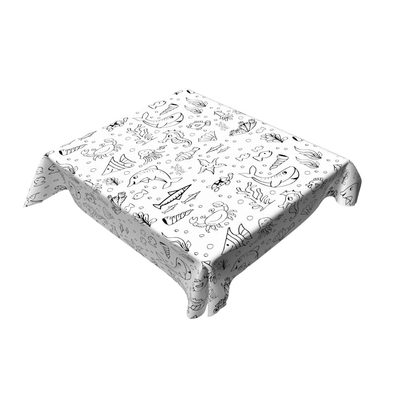 Coloring Canvas Junior Tablecloth, Water Repellent, Black & White, Multiple Designs & Sizes