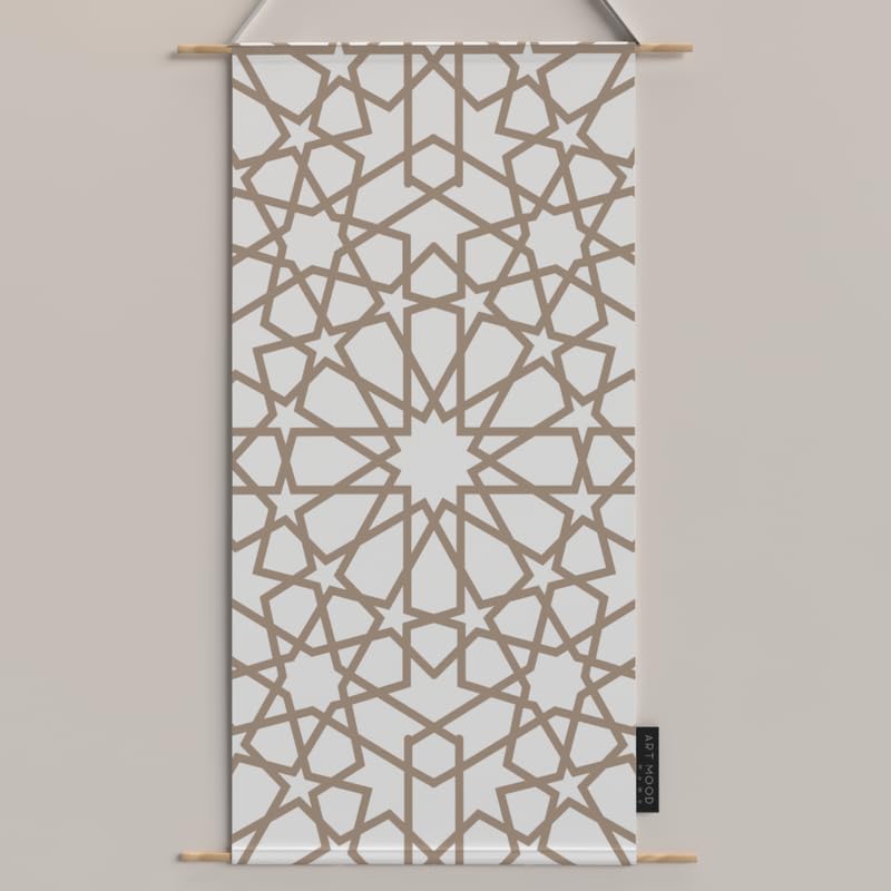 Ramadan's Unique Nova Velvet Fabric Posters Set, a Wall Art Decor Kit for Festive Home Decor, Beige & White, a Celestial-Inspired Islamic Design for Living Room or Bedroom
