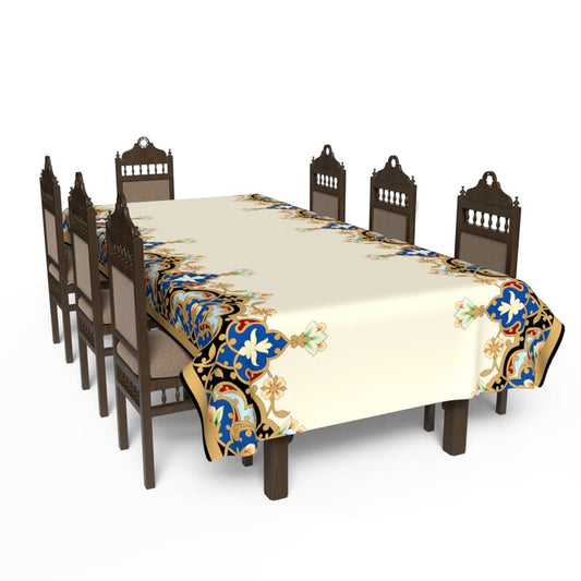 Islamic Unique Taj Waterproof Tablecloth, a Multicolor 140x300 cm Rectangular Table Cover of Spillproof Polyester, a Majestic and Durable Protector for Large Dining Tables and Events