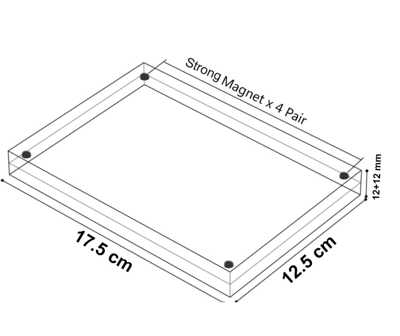 Clear Acrylic Magnetic Photo Frame 12.5 x 17.5 cm, Double-Sided Desktop Picture Display, Free-Standing Thick Frame for Family Memories, Gifts, Office or Home Use