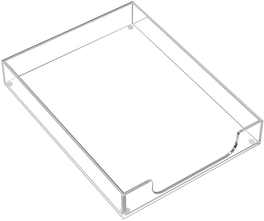 صينية رسائل أكريليك شفافة متعددة الوظائف ومنظم سطح المكتب، صينية مكتب قابلة للتكديس للأوراق والمستندات والمجلات والمجلدات، منظم ملفات عصري للمكتب والمنزل ومساحة العمل