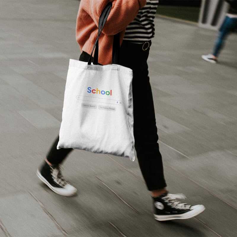Canvas School Tote Bag, a Durable and Reusable Bag in White, 32x45 cm, a Classic and Practical Carrier for Students to hold Books, Binders, and School Supplies, a Perfect Gift